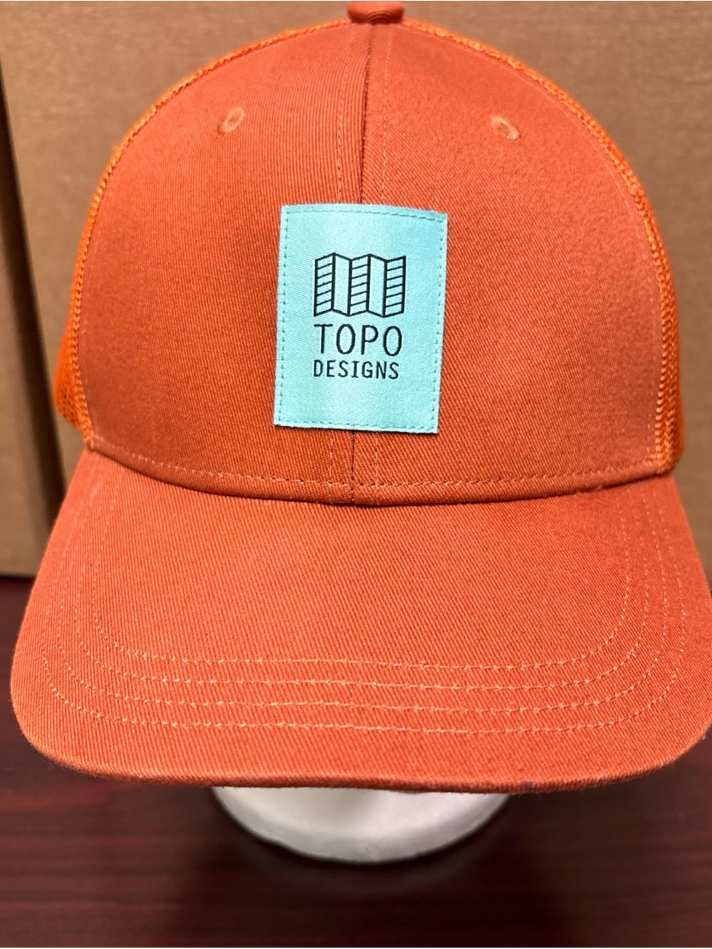 Topo Designs Trucker Mesh Snapback Camp Outdoor Hat Cap Made In USA Orange